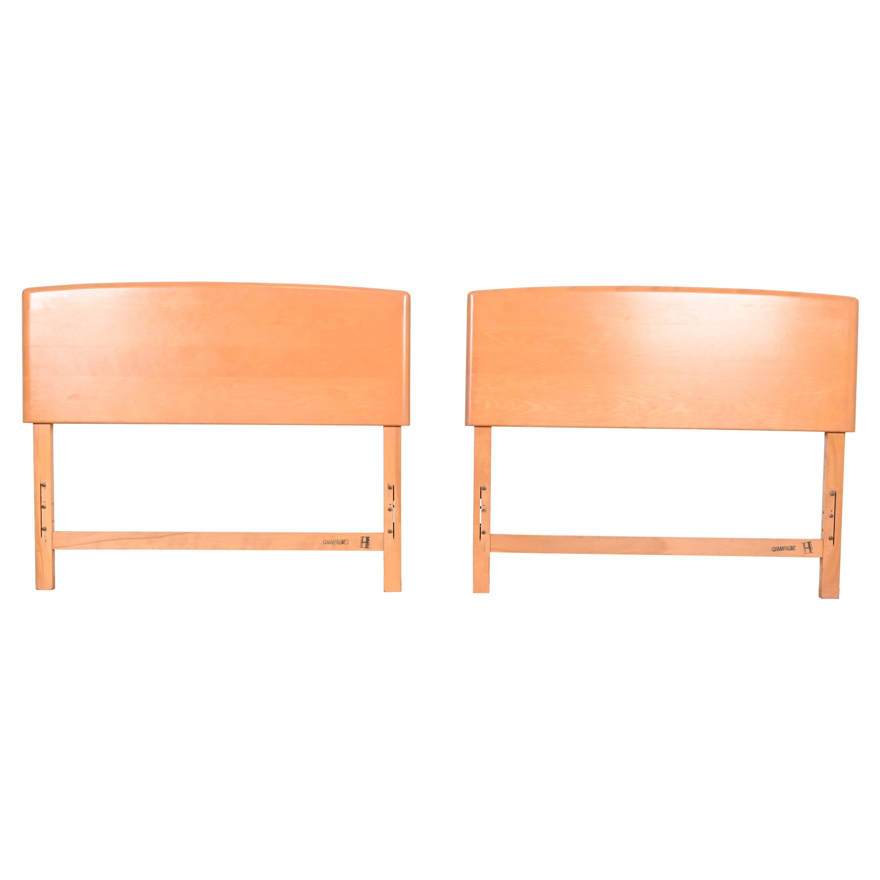 Heywood Wakefield Mid-Century Modern Birch Twin Size Headboards, Pair