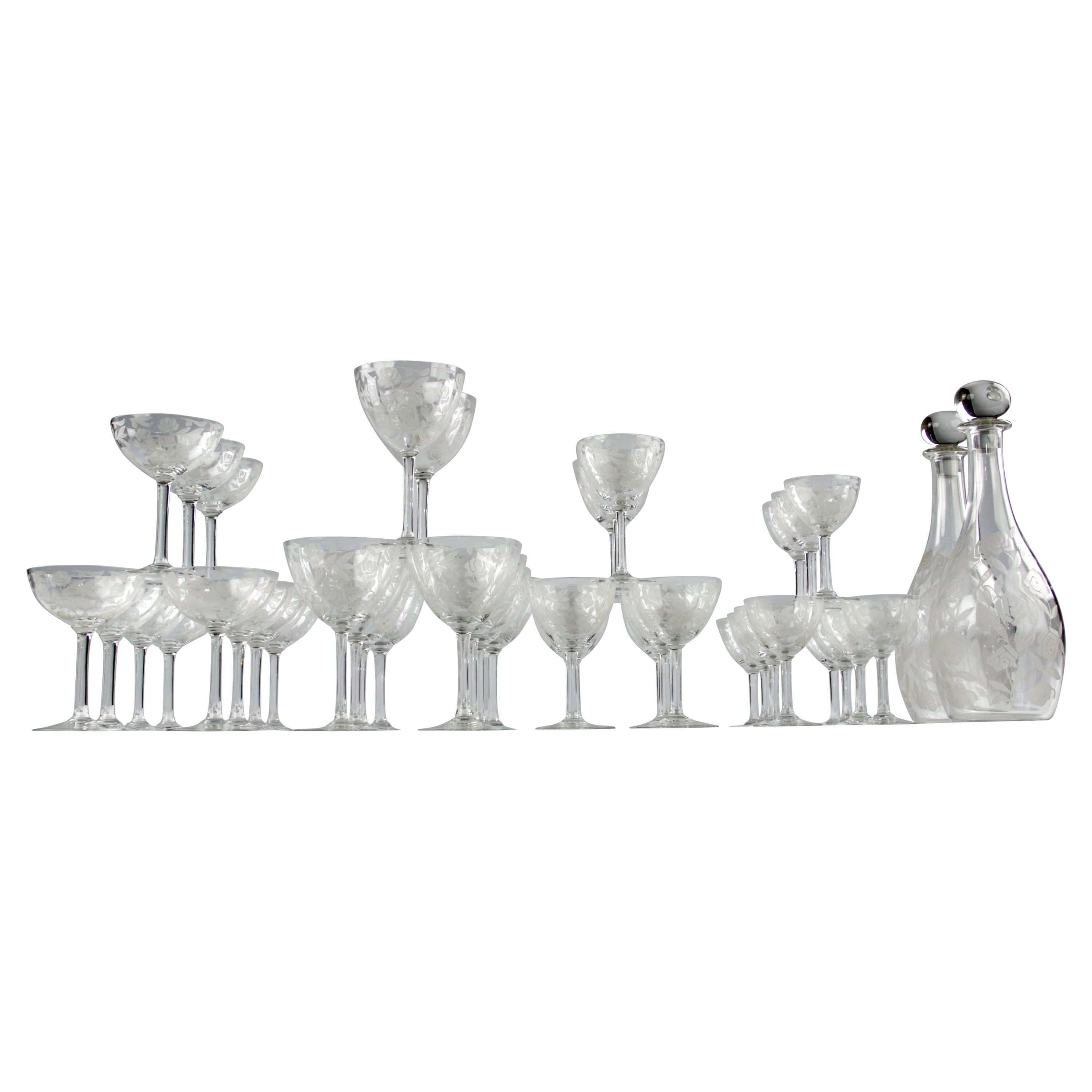 Georges Chevalier para Baccarat, Cristalería "Bagatelle" (45 piezas), Art Déco en venta