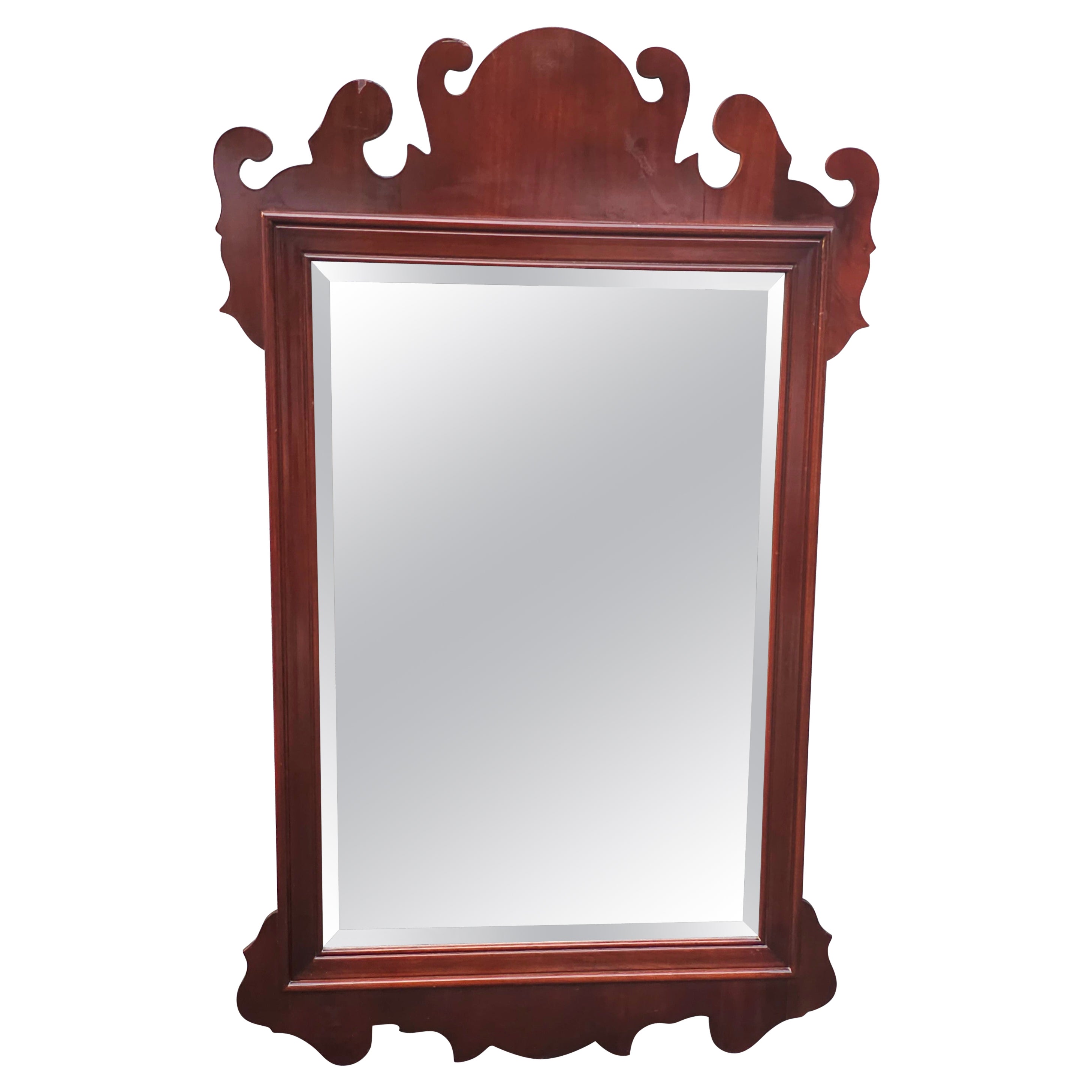 20th Century Wellington Hall Chippendale Solid Oxford Mahogany Mirror