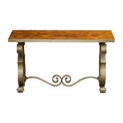 French Art Deco Eglomise and Painted Metal Low Table circa 1940s