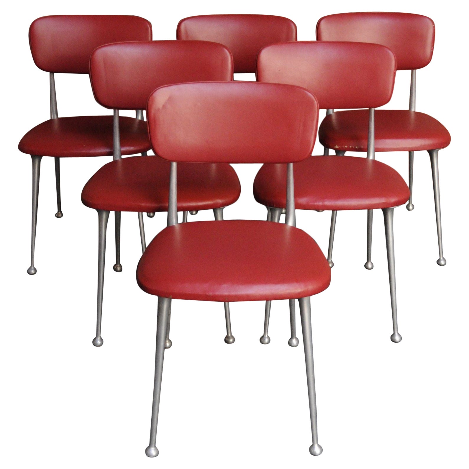 Set of Six Mid-Century Aluminum "Gazelle" Dining Chairs by Shelby Williams