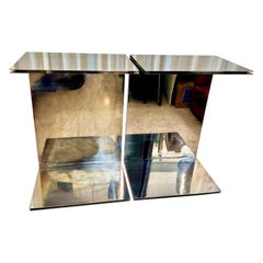 Pair of Polished Steel Cantilever Art Display Pedestals