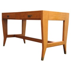 Schreibtisch aus italienischem Nussbaum, Buche und Messing von Gio Ponti für BNL, Vintage