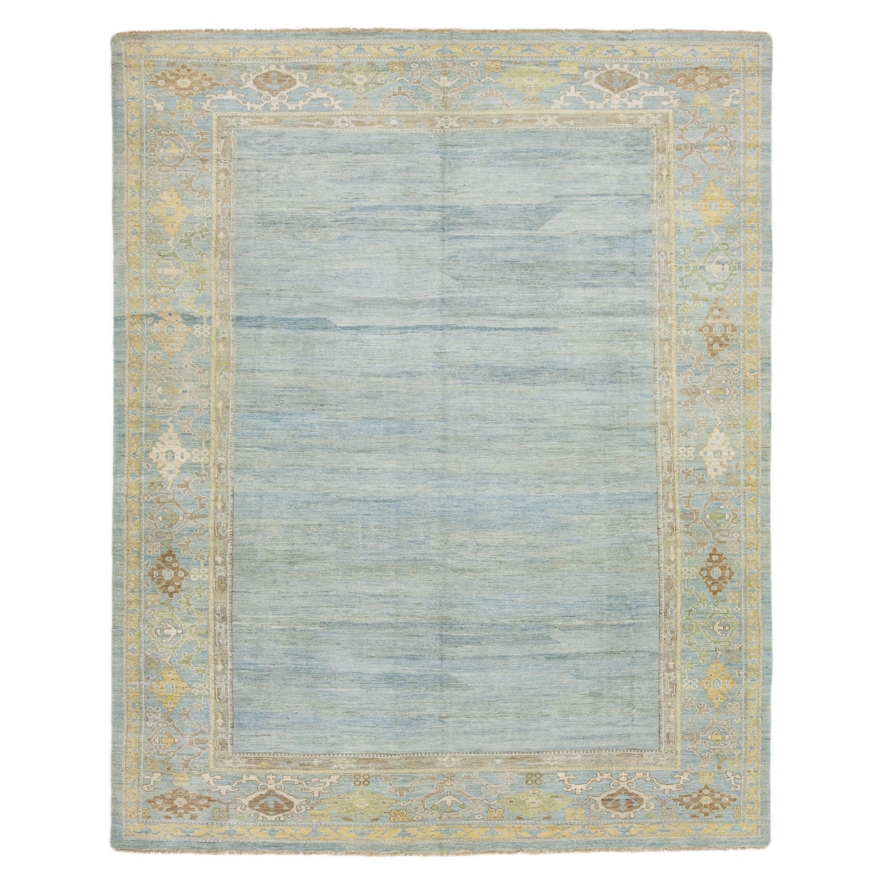 Tapis moderne Apadana Sultanabad en laine bleue de 12 x 15