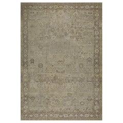 Antique Wool Hand-woven Floral Indian Agra Rug