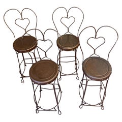 1960s Metal Twisted Ice Cream Parlor Salon Bar Stools - Set of 4