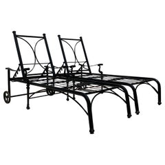 Vintage Coastal Cast Aluminum Koi Chaise Lounge - a Pair