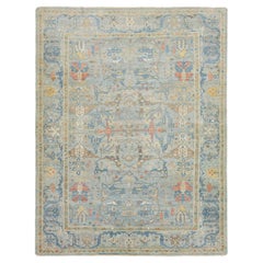 Apadana's Contemporary Sultanabad Wool Rug Handmade In Blue With Allover Pattern