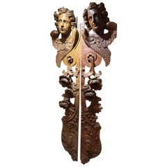 Winged angels, very large pair of paneled panels, Flanders 17th century