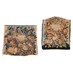 Pair of Late 18th C. French Aubusson Tapestry Silk & Wool Seat Fragment