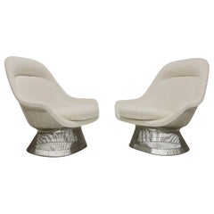 Pair of Warren Platner for Knoll Easy Chairs in Holly Hunt White Boucle'