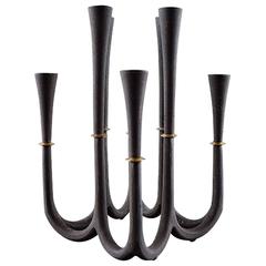Rare Jens Quistgaard Candlestick in Cast Iron for Eight Lights
