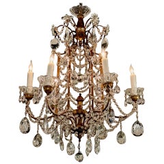 Antique Italian Crystal Pagoda Form Chandelier