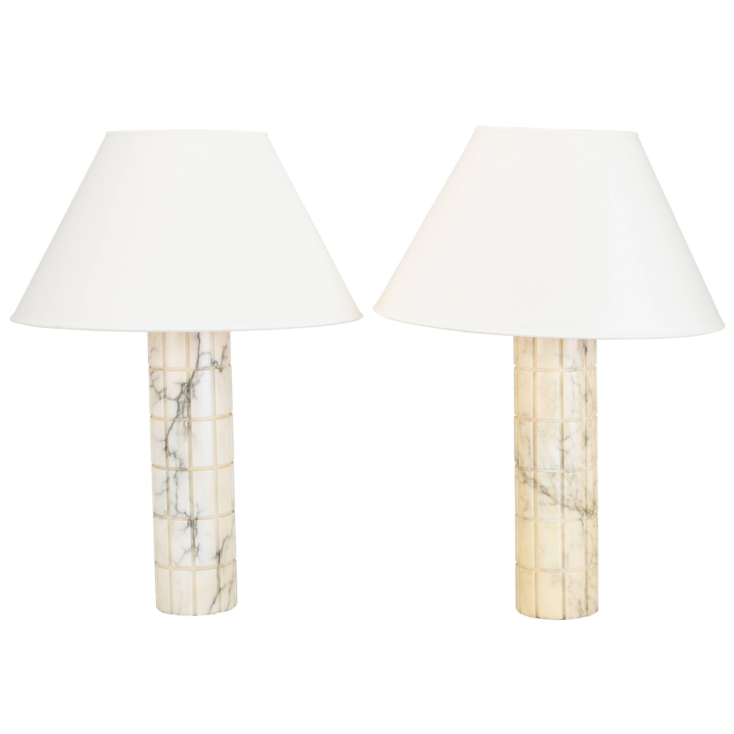 Pair of Marble Table Lamps by Bergboms, Sweden, circa 1960 For Sale