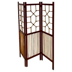 Vintage Coastal Rattan Folding Screen
