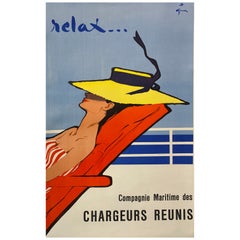 Cartel Vintage Original, "Relax" 1964 de Rene Gruau