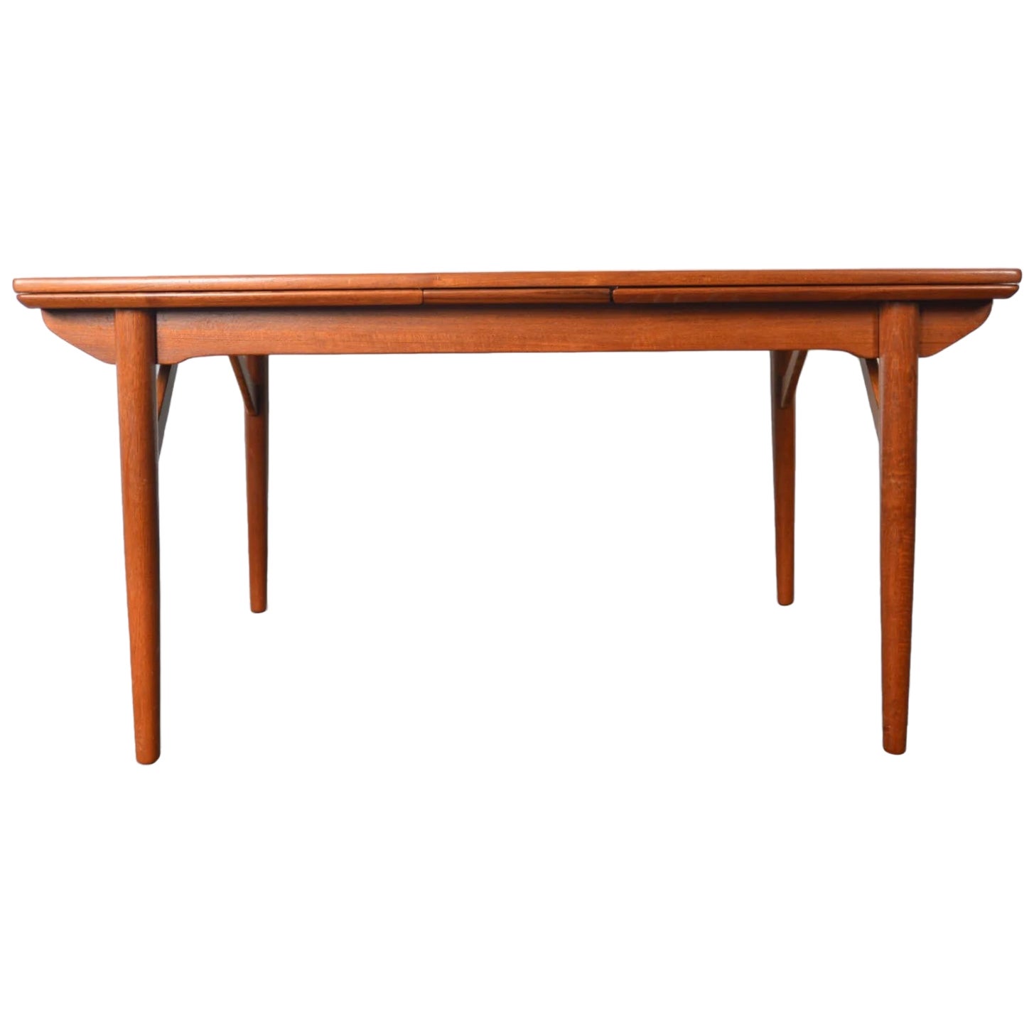 Scalloped Edge Teak Butcher Block Dining Table w/ Leaf For Sale at 1stDibs