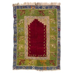 3.8x5.2 Ft Vintage Handgefertigter einzigartiger türkischer Tulu-Teppich mit Niche-Design, 100 % Wolle
