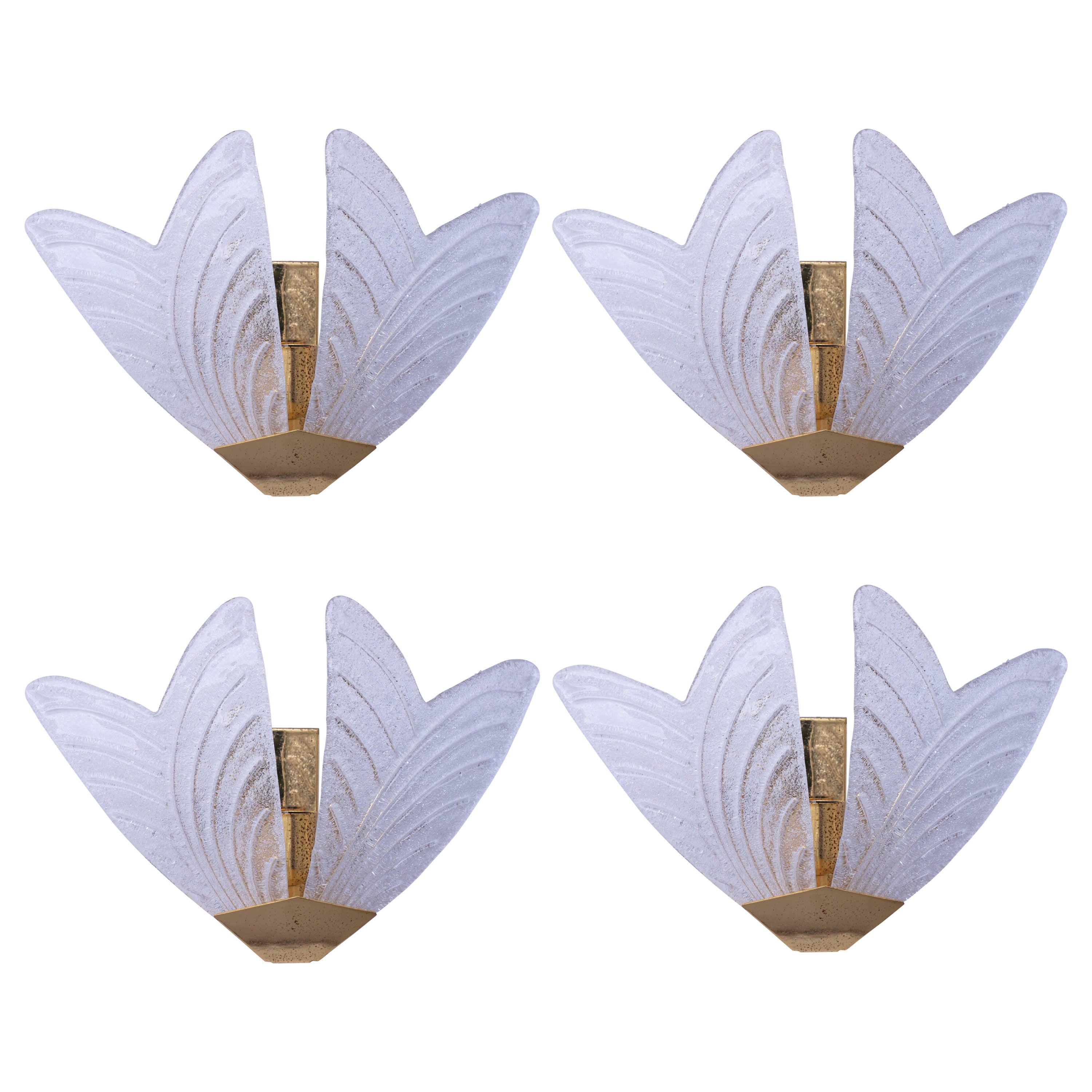 Set of 4 Sorrento, Italian Murano Glass Wall Light, 1970s For Sale