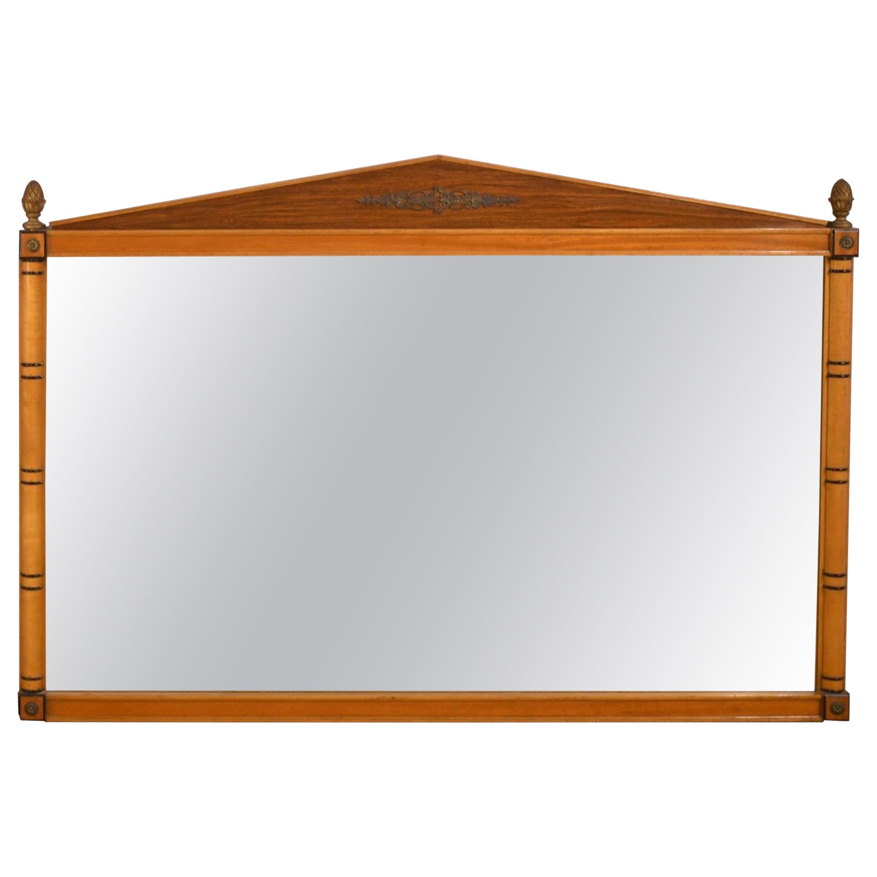 Kittinger Maple French Regency Style Faux Bamboo Inspired Maple & Brass Mirror For Sale