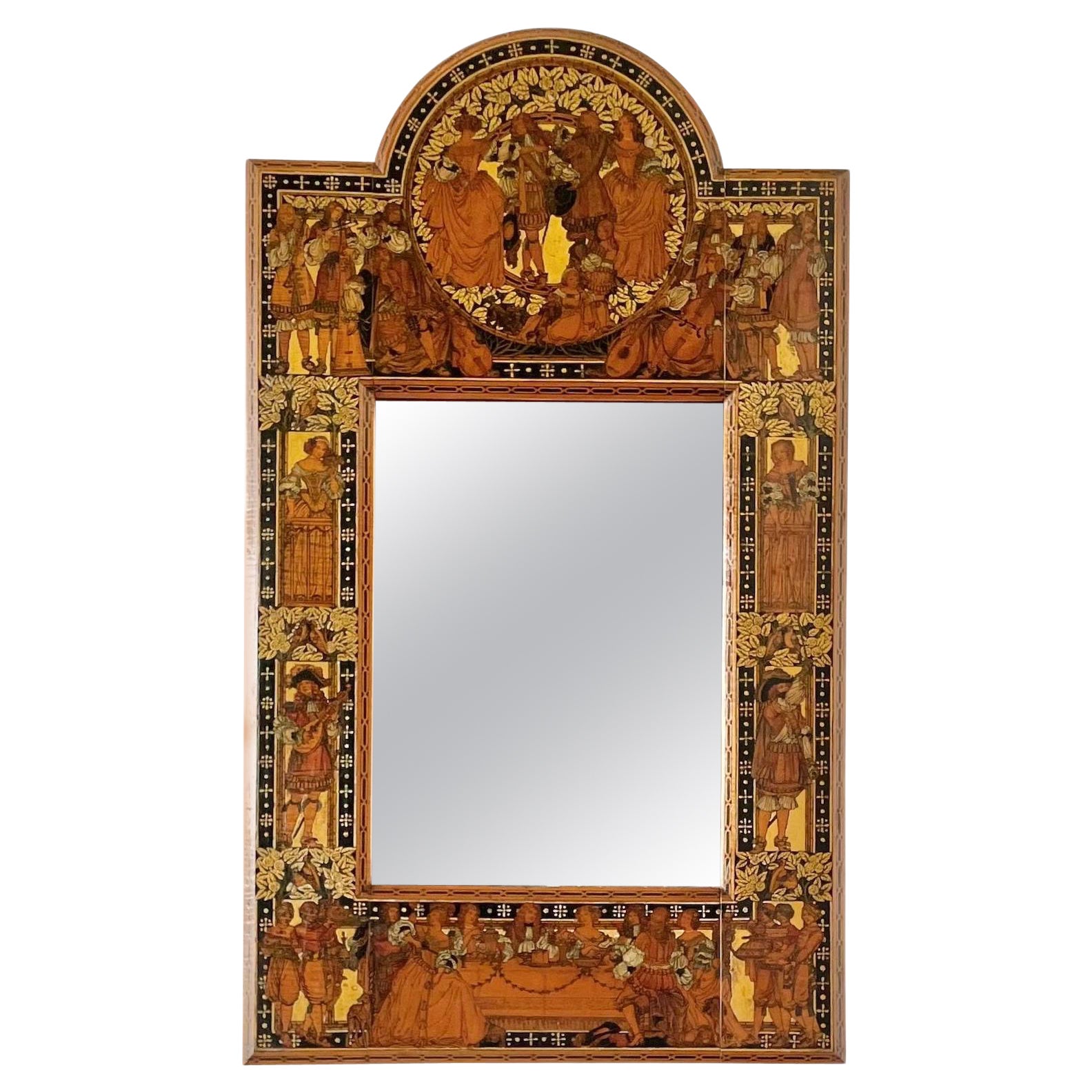 Arts & Crafts Painted And Gilt Gesso Framed Mirror