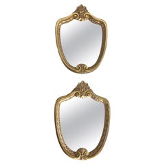 Juego de 2 espejos de pared pequeños de mediados de siglo de 1960