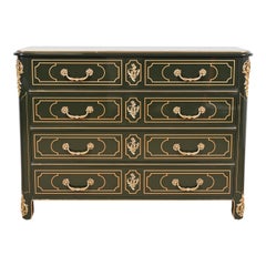 Baker Furniture French Regency Louis XVI Green Lacquered Chest of Drawers