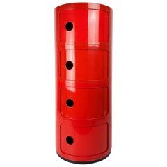 Kartell Componibili 7452: 4-Tier in Red by Anna Castelli 1970-1979