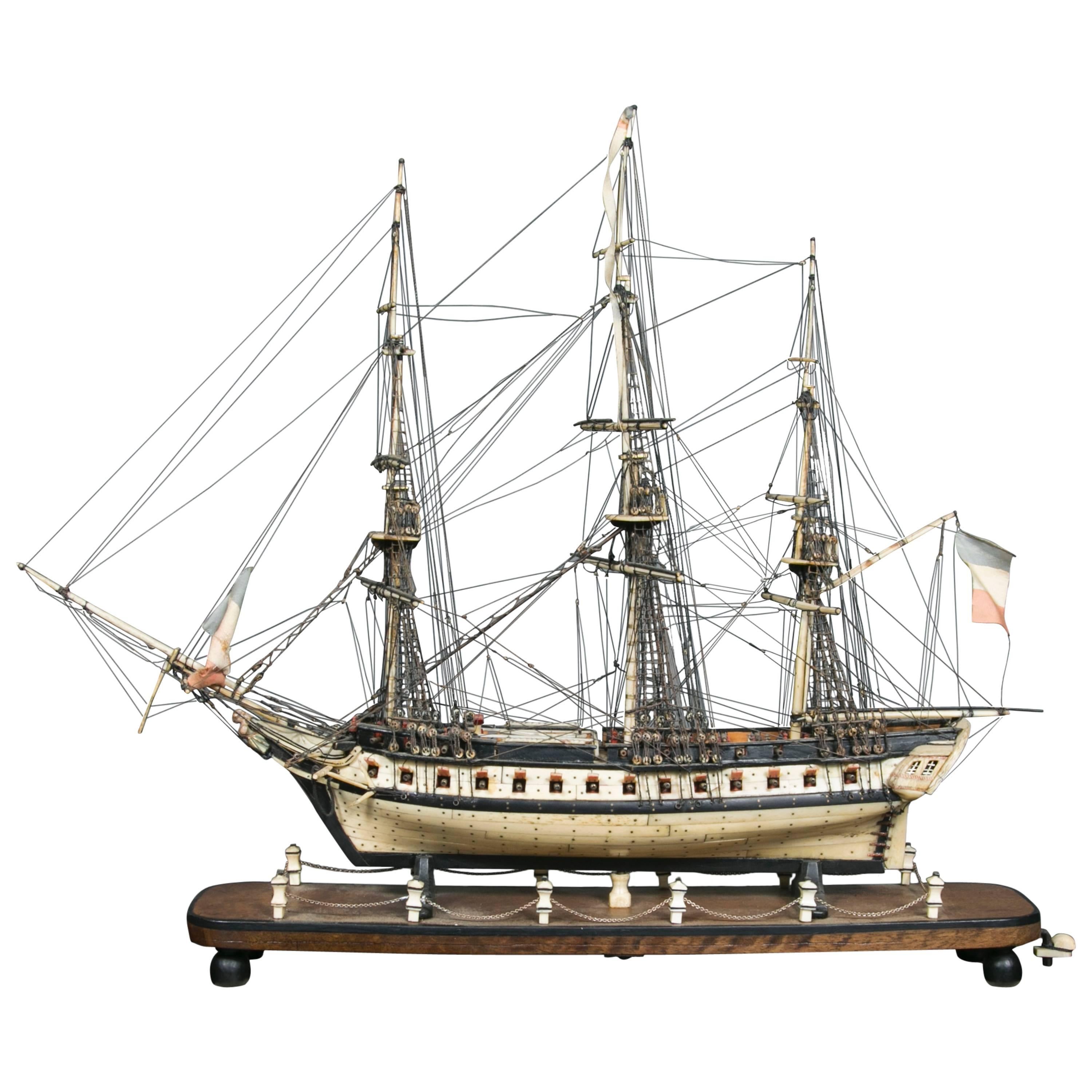 Outstanding Vessel Model under Glass, Early 19th Century For Sale