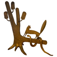 Gilded bronze sculpture of the enchanted snake & the fox