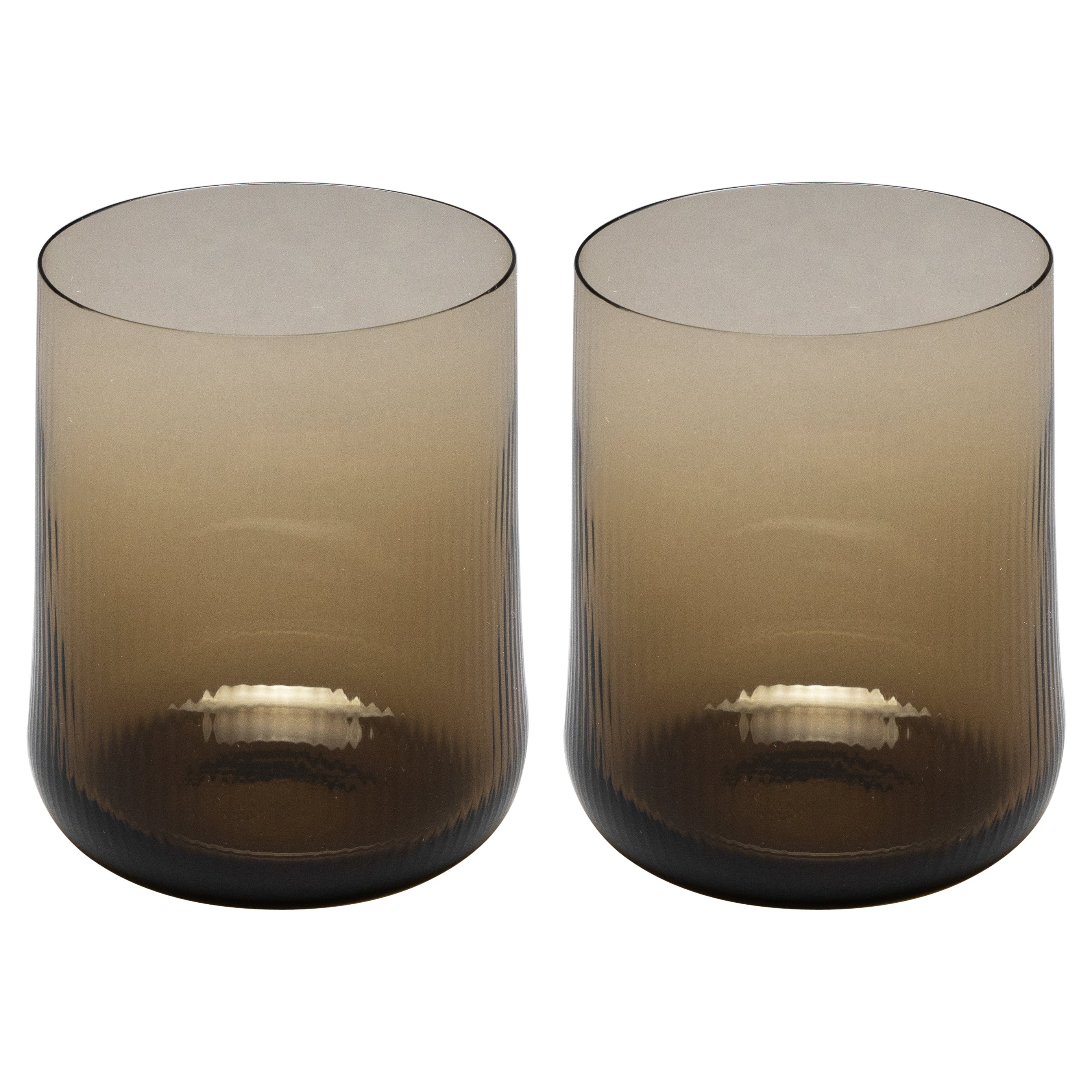 21st Century Federico Peri Stilla Liquida Coffee Brown Large 2-Tumblers Murano in vendita