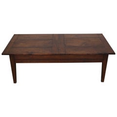 Used French Early 20th Century Farmhouse Rustic Oak Coffee Table