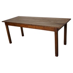 Table de salle à manger rustique française en orme du début du 20e siècle