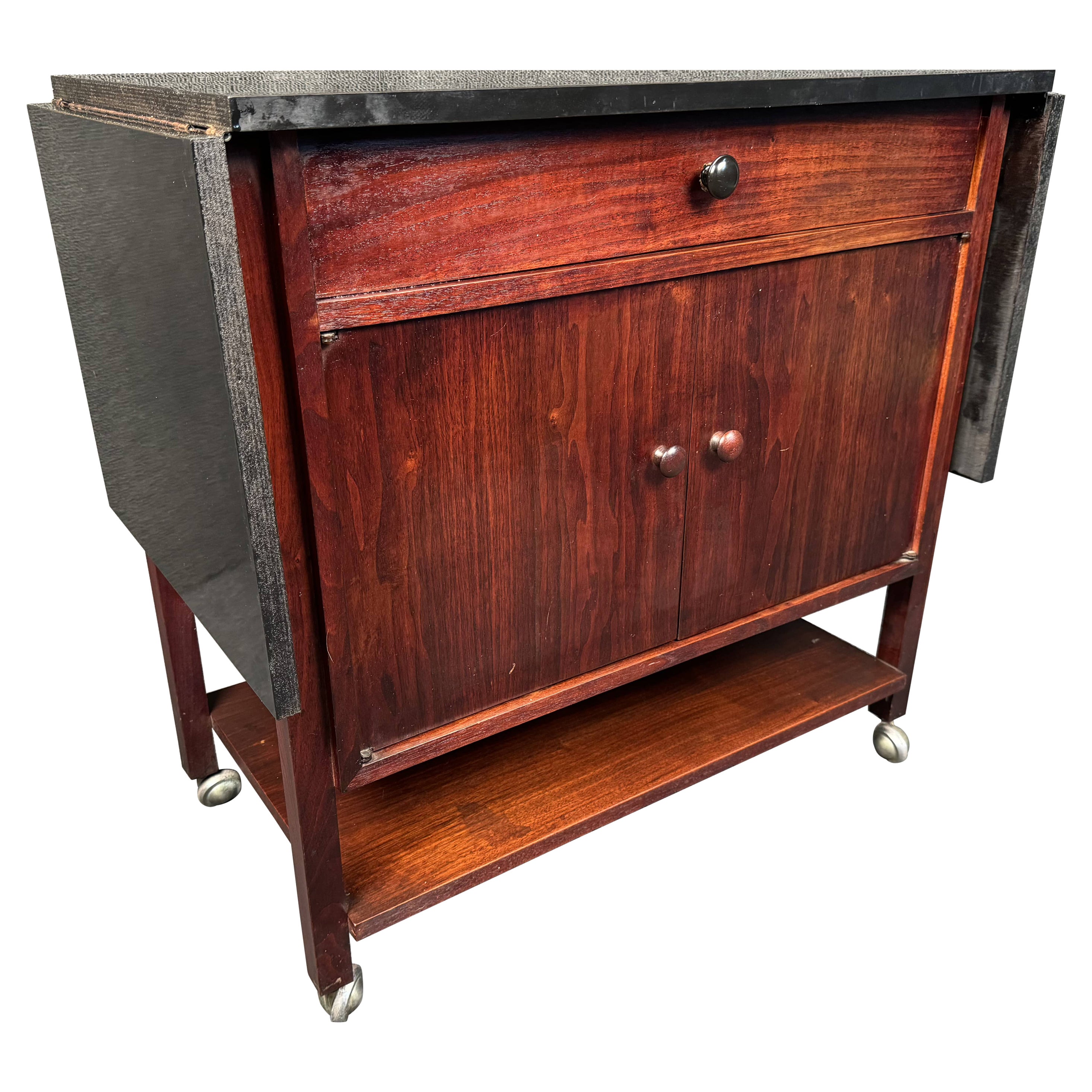 Vintage Rolling Drop Leaf Bar Cart
