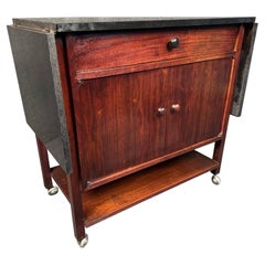 Vintage Rolling Drop Leaf Bar Cart