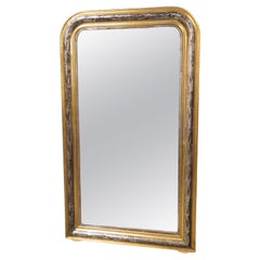 Antique French Silver and Gold Louis Philippe Mirror, Floral Decor, Early 20th C