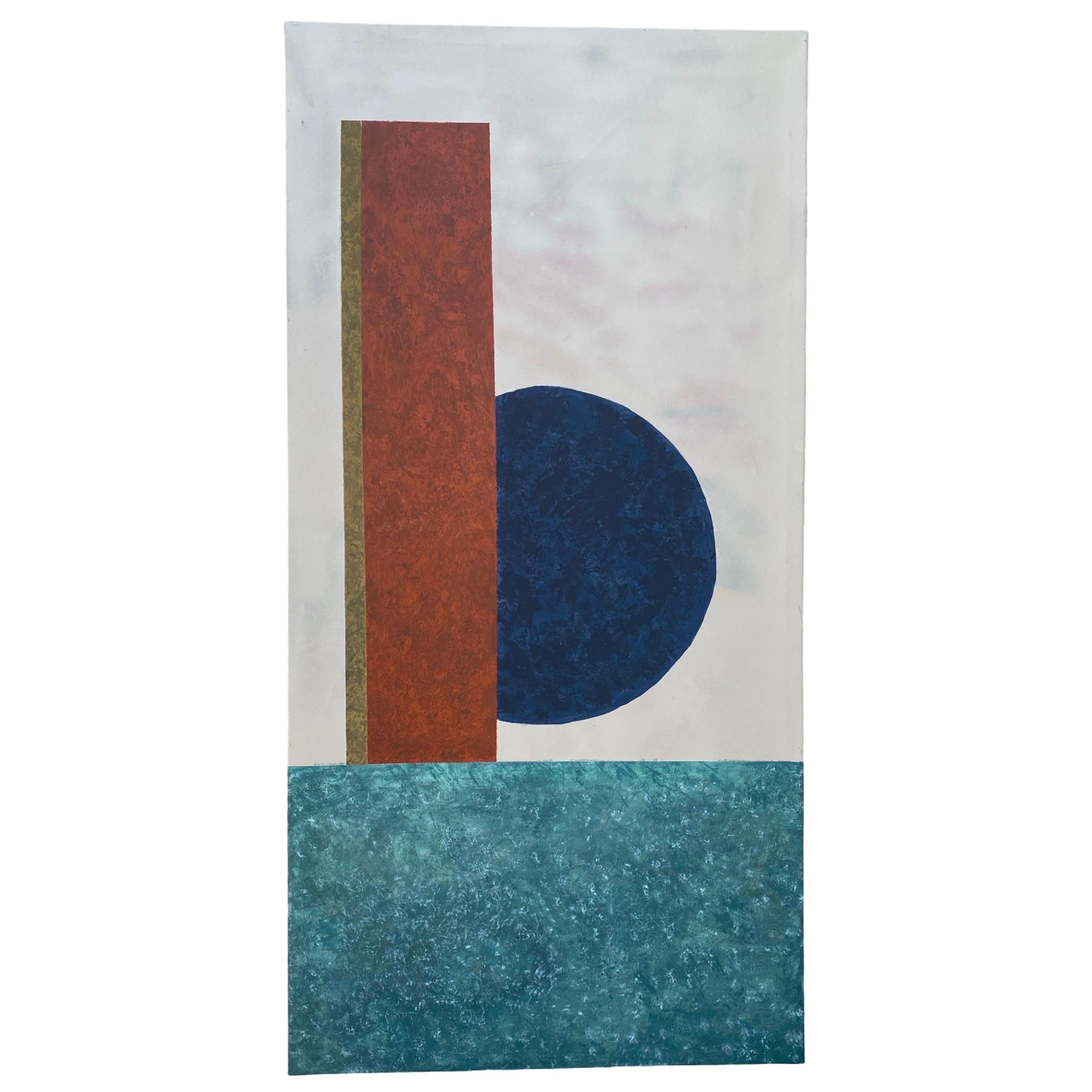 Geometric Original Contemporary Painting Navy, Rust, Teal by George Machado