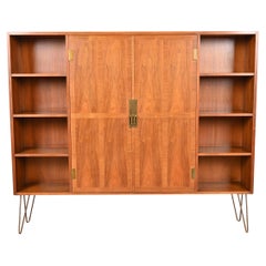 Michael Taylor for Baker Furniture Mid-Century Modern Walnut Bookcase Cabinet