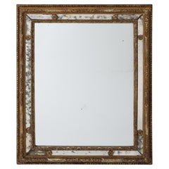 18th C. Milanese Mirror with Gold Gilt Ornamentation, Antique Glass, Italy
