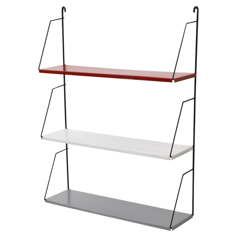 Estantería Metálica Industrial Atribuida Pilastro en Colores Bauhaus