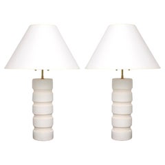 Bespoke Pair of French Cylindrical Ceramic Lamps