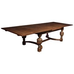 Large Solid Oak Jacobean Revival Refectory Dining Table