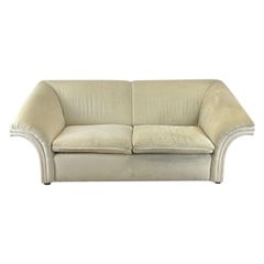 Postmodern White Sofa with Unique Flared Back