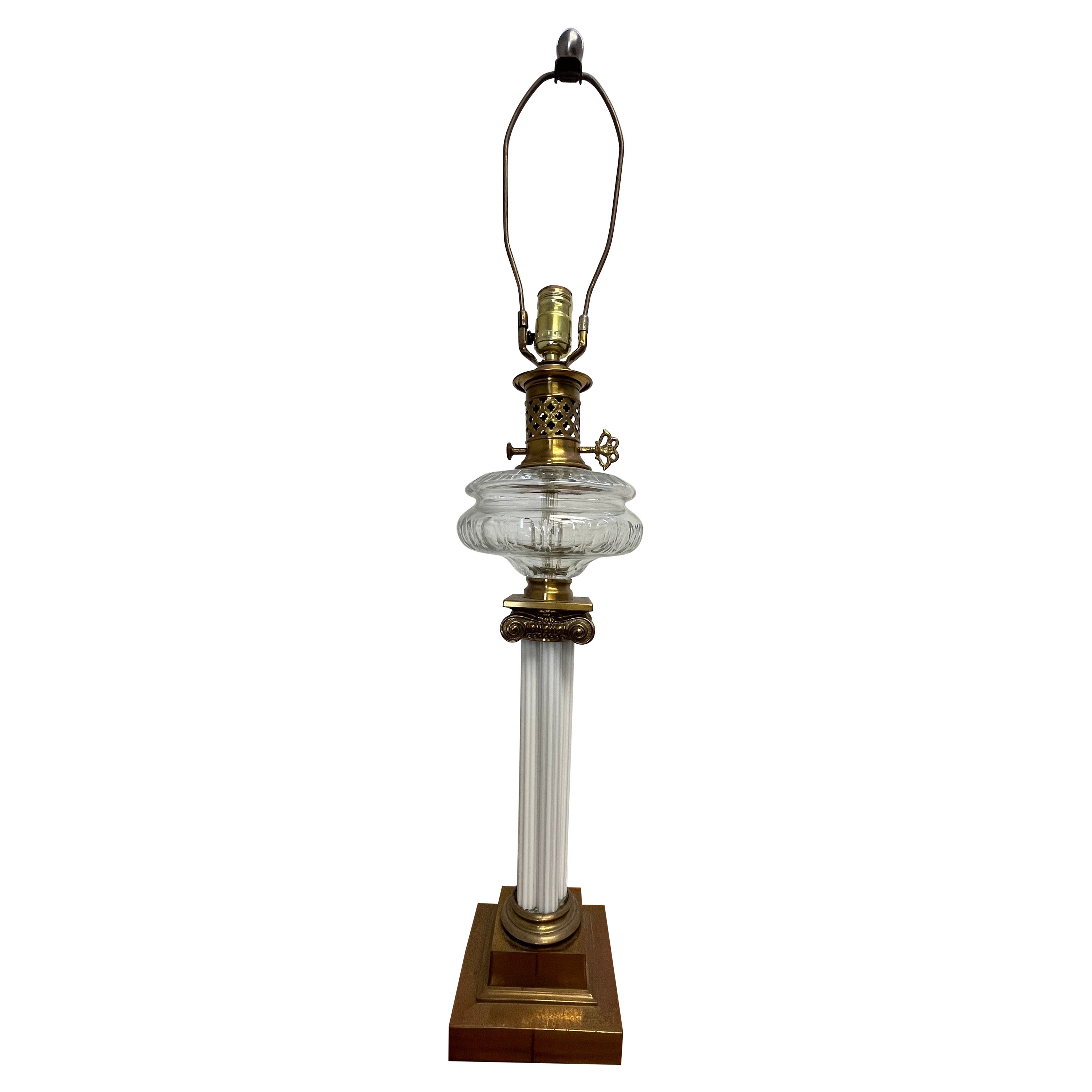 Vintage Corinthian Column Reservoir Oil Lamp