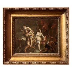 Enea in fuga dall'incendio di Troia, dipinto olio su tela fiammingo del XVII secolo