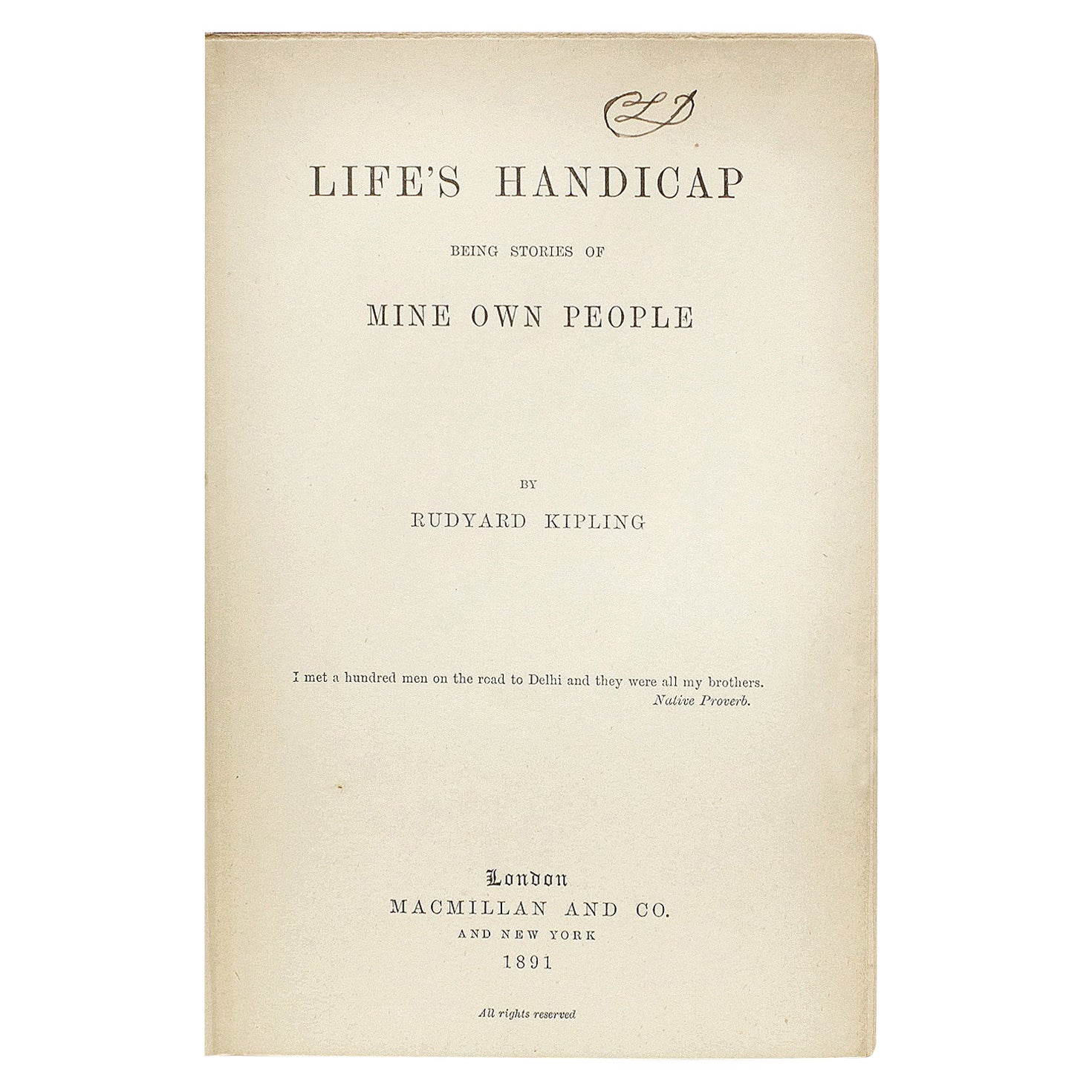 Rudyard KIPLING. Life's Handicap. 1891 - LEWIS CARROLL - C. L. DODGSONS COPY !