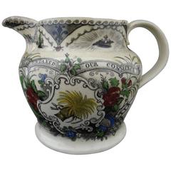 Antique Pearl Ware Jug Depicting Contemporary Reaction to the Corn Laws