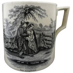 English Pearlware Mug with 'Accepted' and 'Rejected' Depictions