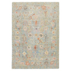 Apadana's Contemporary Designed Sultanabad Wool Rug Handmade In Light Blue