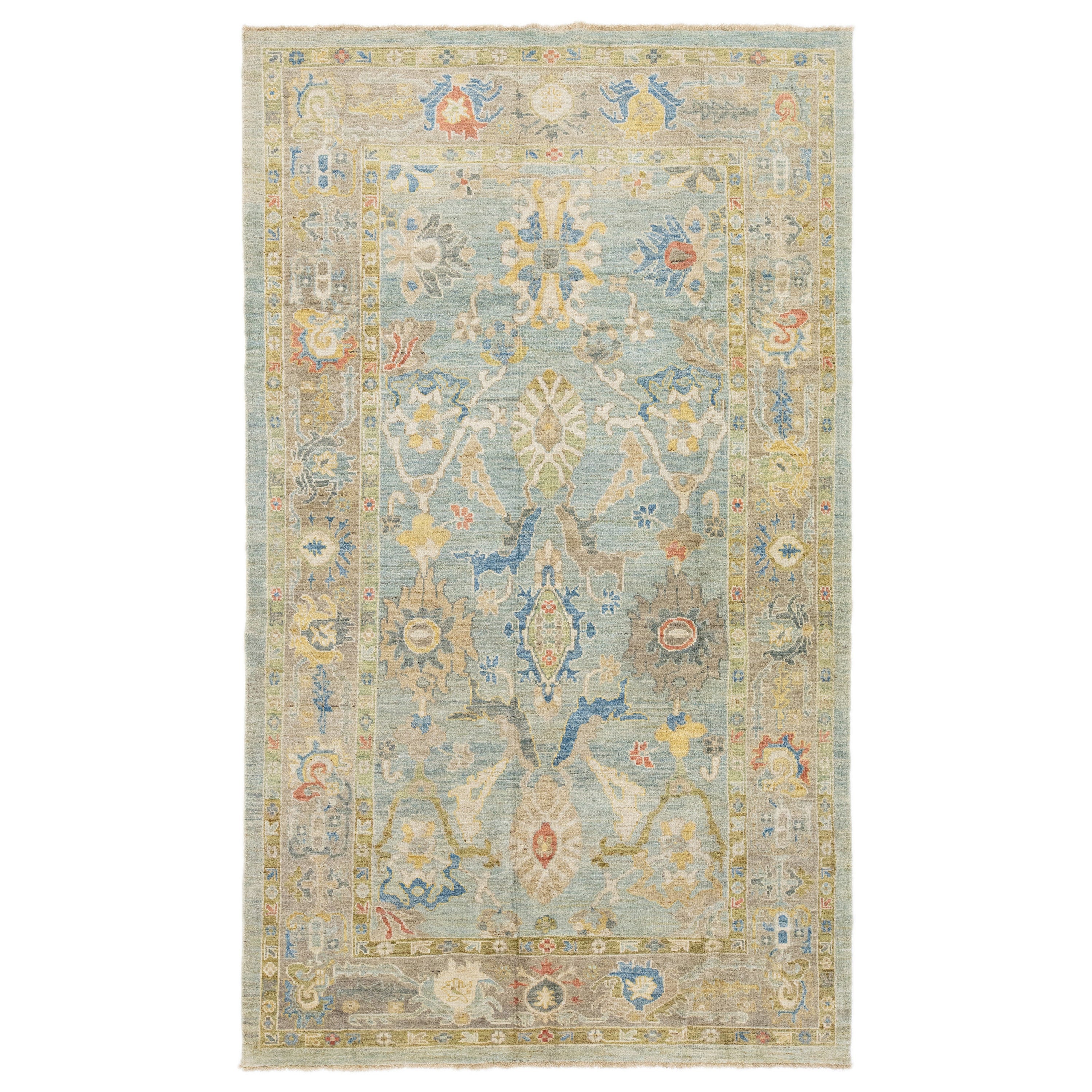 6 x 11 Apadana's Contemporary Sultanabad Blue Wool Rug